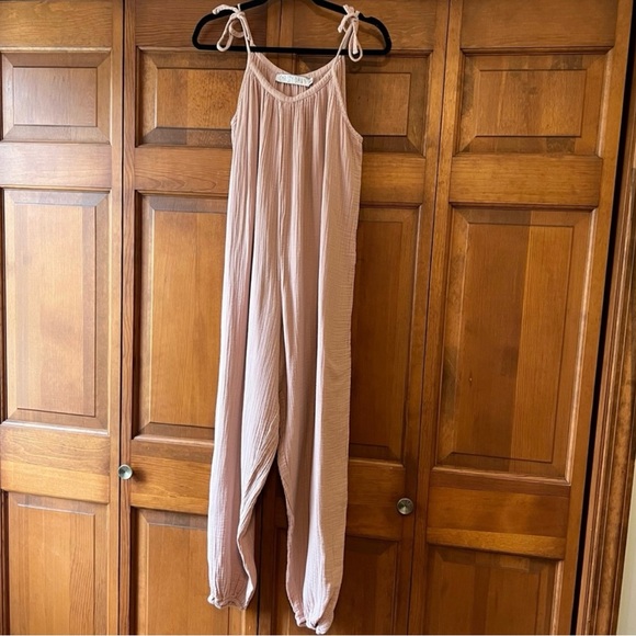 Christy Dawn Dusty Rose Pink Tie Strap Bobbi Jumper Jumpsuit-XS/S - Picture 3 of 4